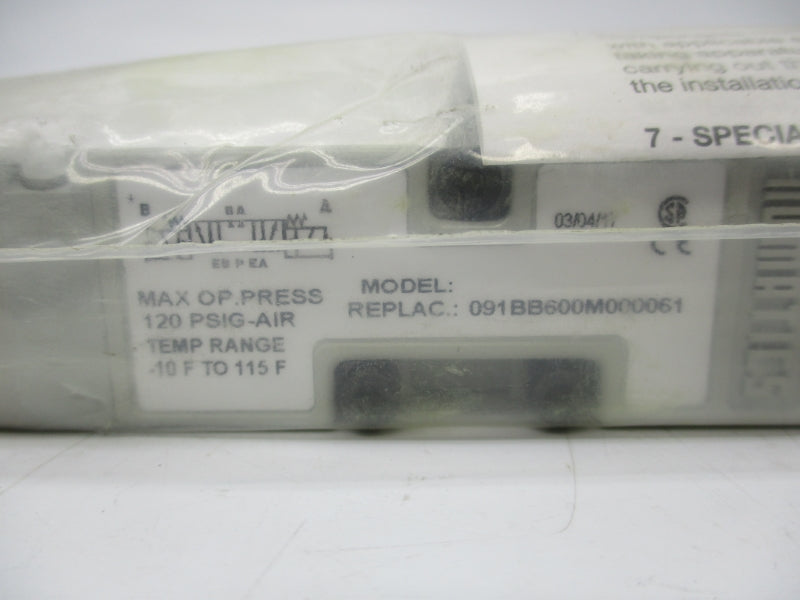 NUMATICS 091BB600M000061 120PSI -10-115'F NSMP