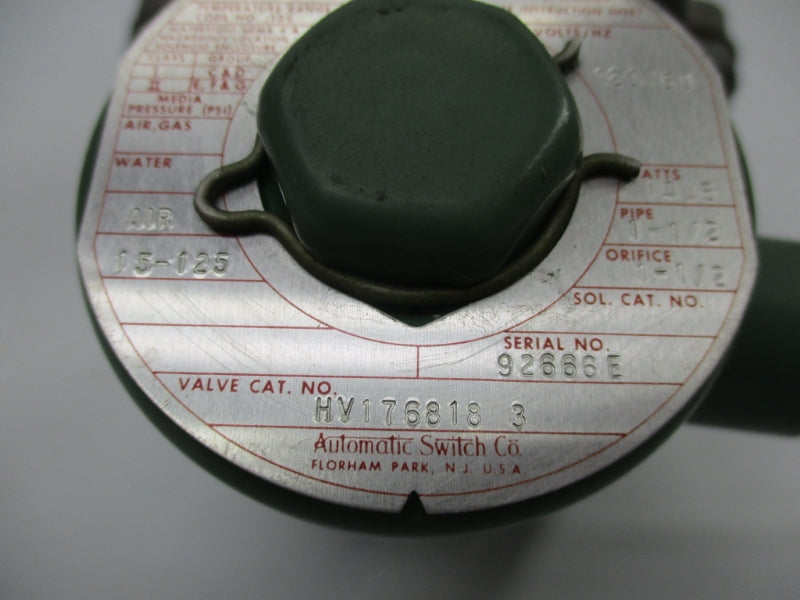 ASCO HV1768183 120V 15-125PSI 1-1/2" UNMP