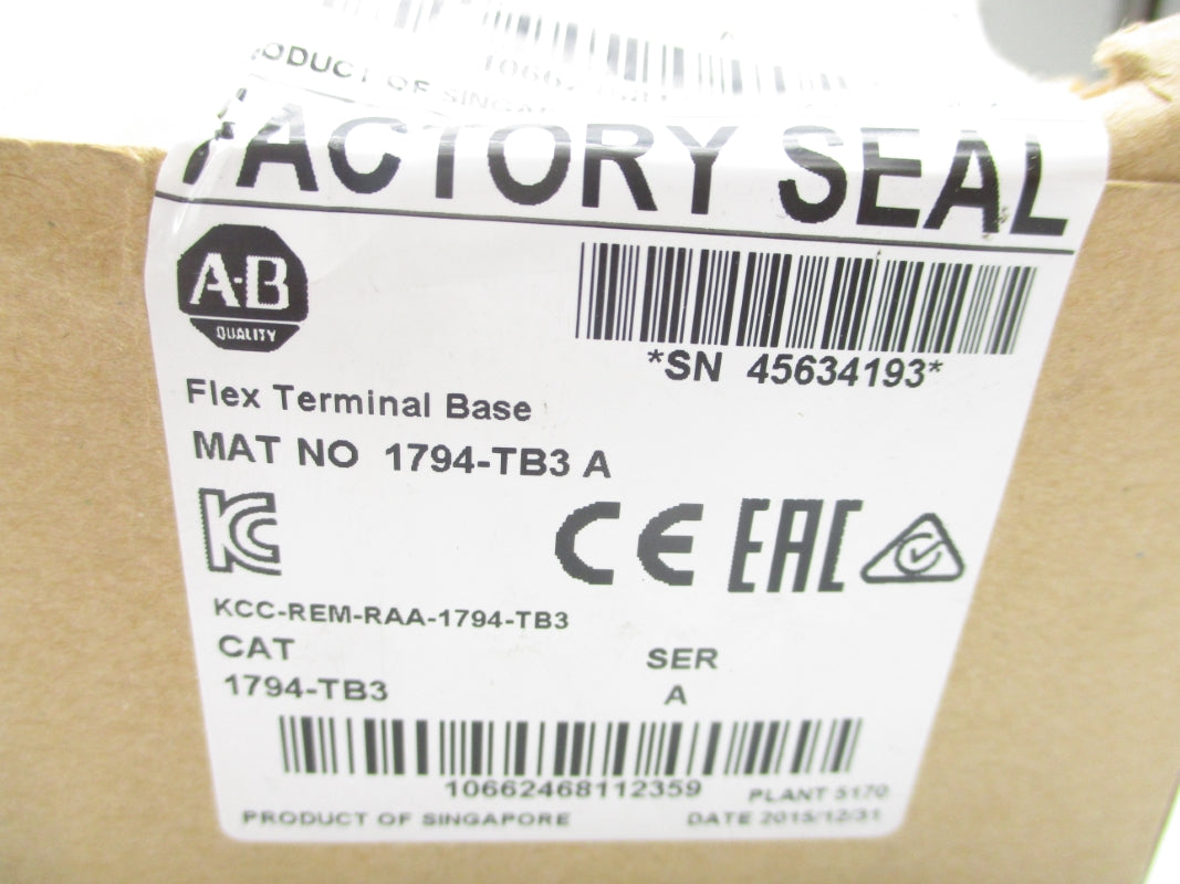 ALLEN BRADLEY 1794-TB3 SER. A 125VDC/AC 10A NSMP