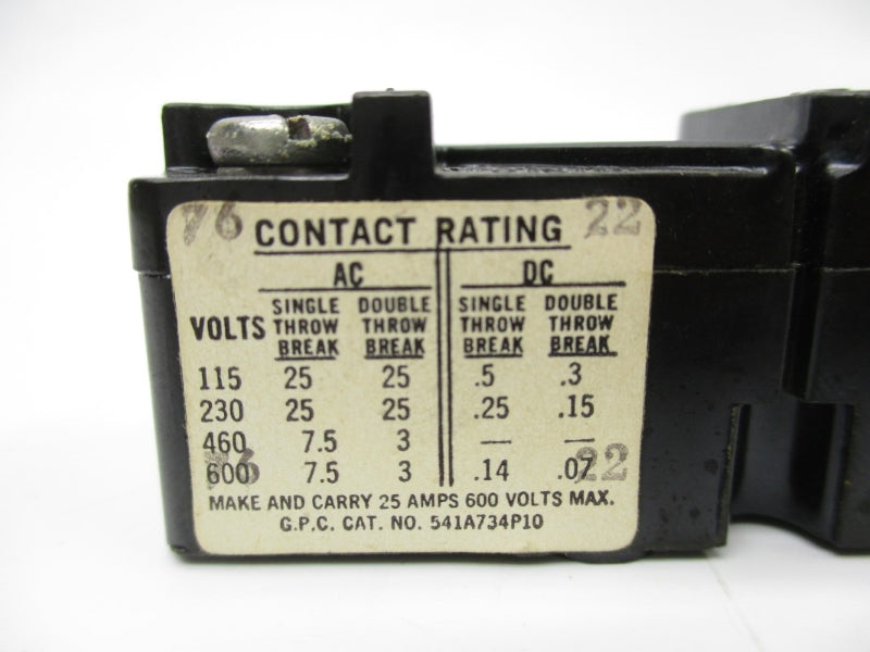 GENERAL ELECTRIC 541A734P10 600V 7.5A NSNP