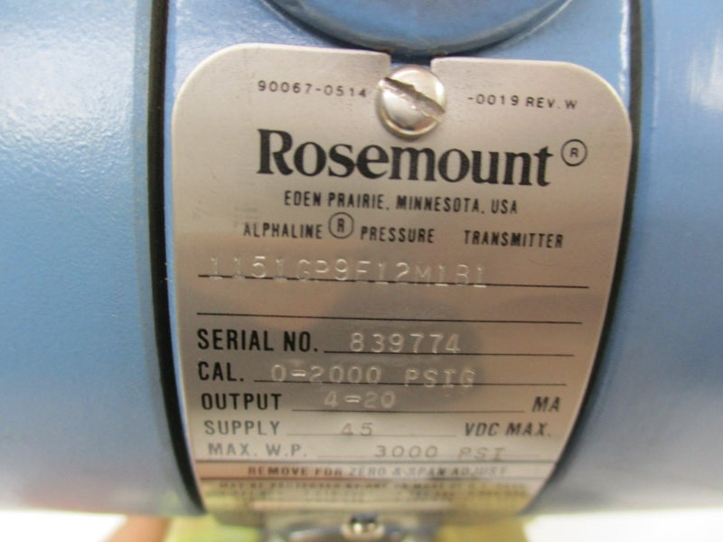 ROSMOUNT 1151GP9E12M1B1 45VDC 3000PSI NSNP