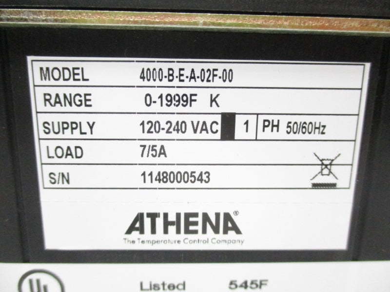 ATHENA 4000-B-E-A-02F-00 120-240VAC 7/5A 0-1999'F NSNP