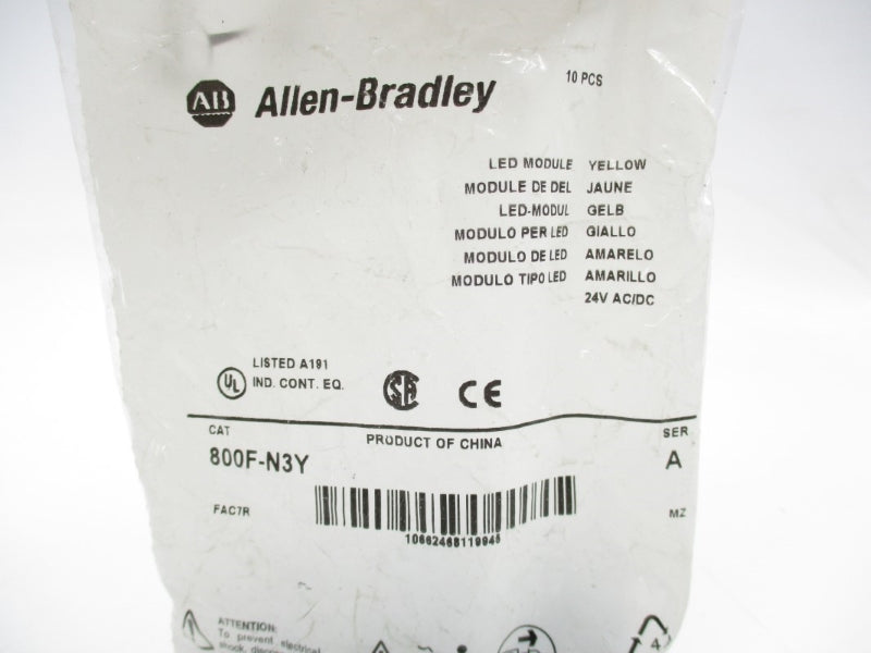 ALLEN BRADLEY 800F-N3Y SER. A (PKG OF 10) NSMP