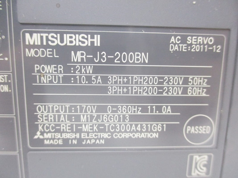 MITSUBISHI MR-J3-200BN 200-230V 10.5A NSMP
