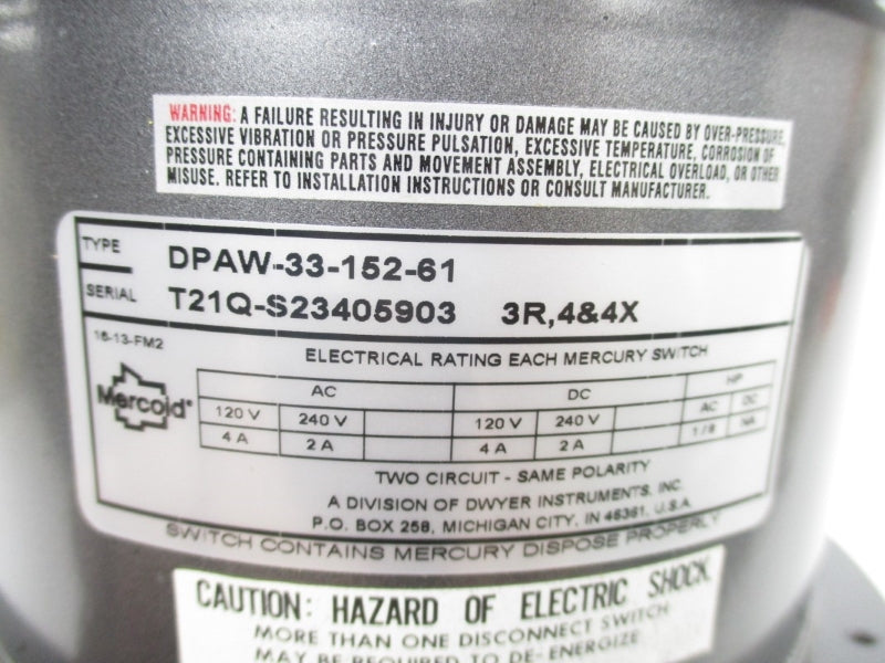 MERCOID DPAW-33-152-61 120/240VAC 4/2A NSMP