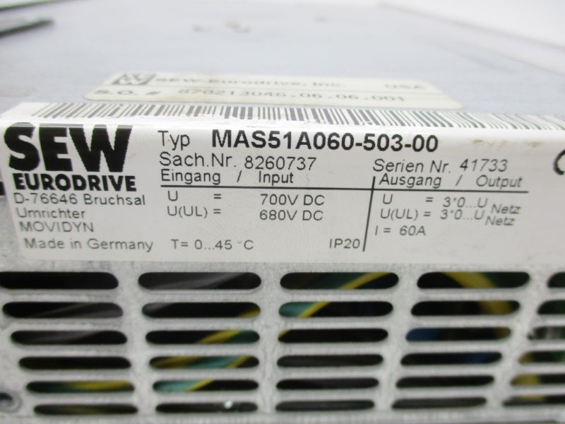 SEW EURODRIVE MAS51A060-503-00 700VDC 60A NSNP