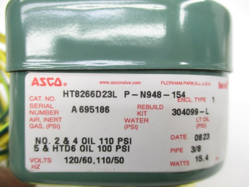 ASCO HT8266D23L P-N948-154 110/120V 110PSI 3/8" NSMP