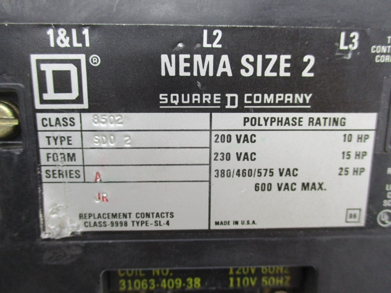 SQUARE D 8502SDO2 SER. A 110/120V (AS PICTURED1) UNMP