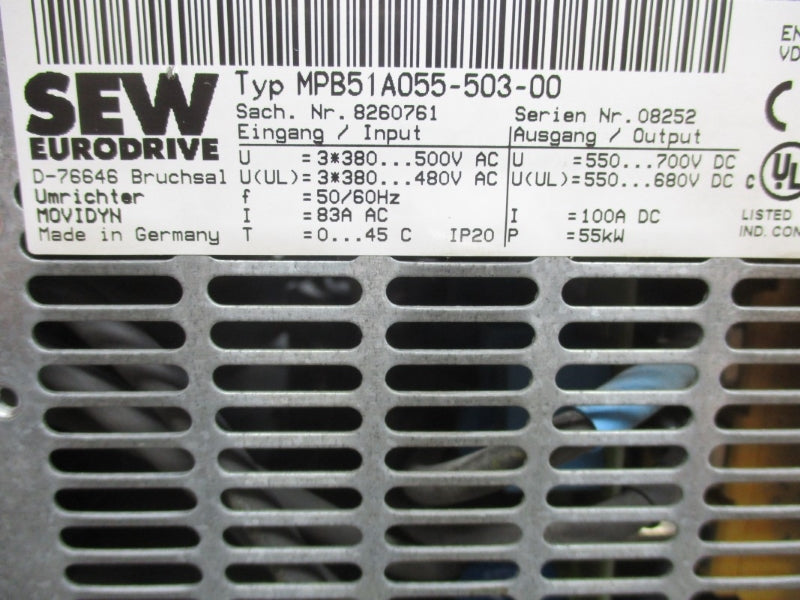 SEW EURODRIVE MPB51A055-503-00 500VAC 100A UNMP