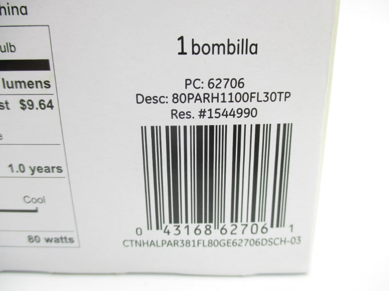 GENERAL ELECTRIC 80PARH1100FL30TP 120V NSMP