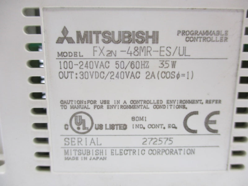 MITSUBISHI FX2N-48MR-ES/UL 100-240VAC UNMP