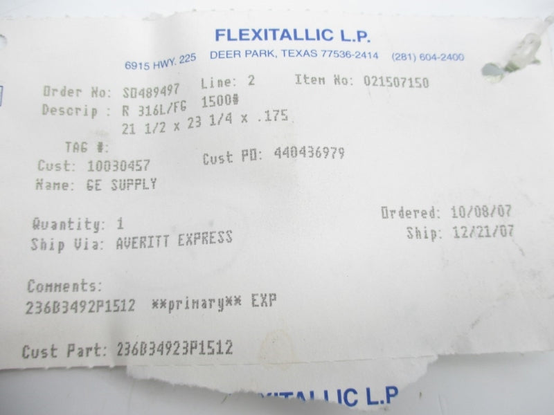 FLEXITALLIC R316/FG-1500 236B34923P1512 NSNP