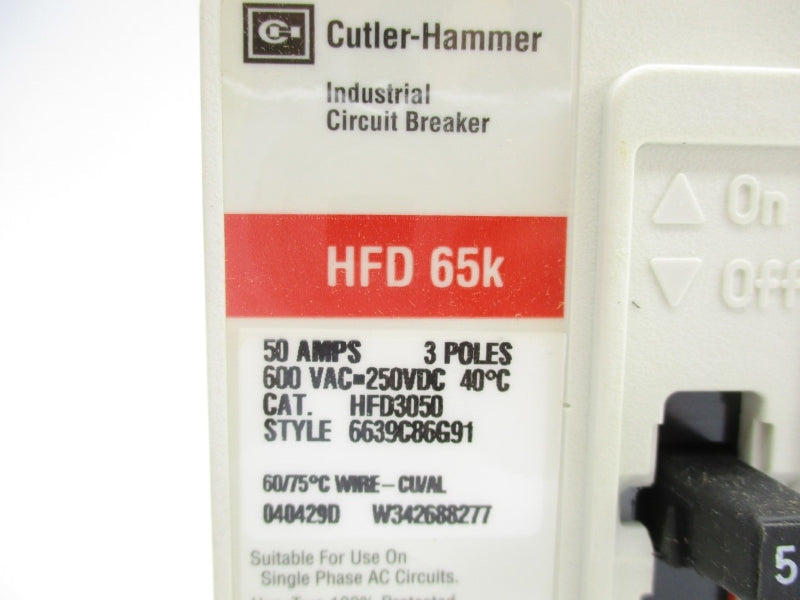 CULTER HAMMER HFD3050 SER. C 600VAC 50A NSMP