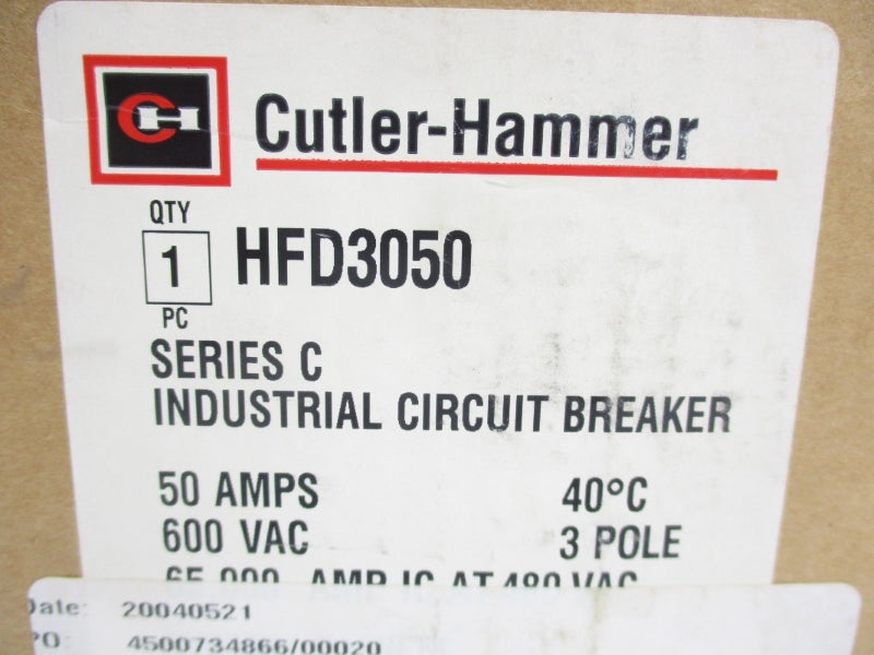 CULTER HAMMER HFD3050 SER. C 600VAC 50A NSMP