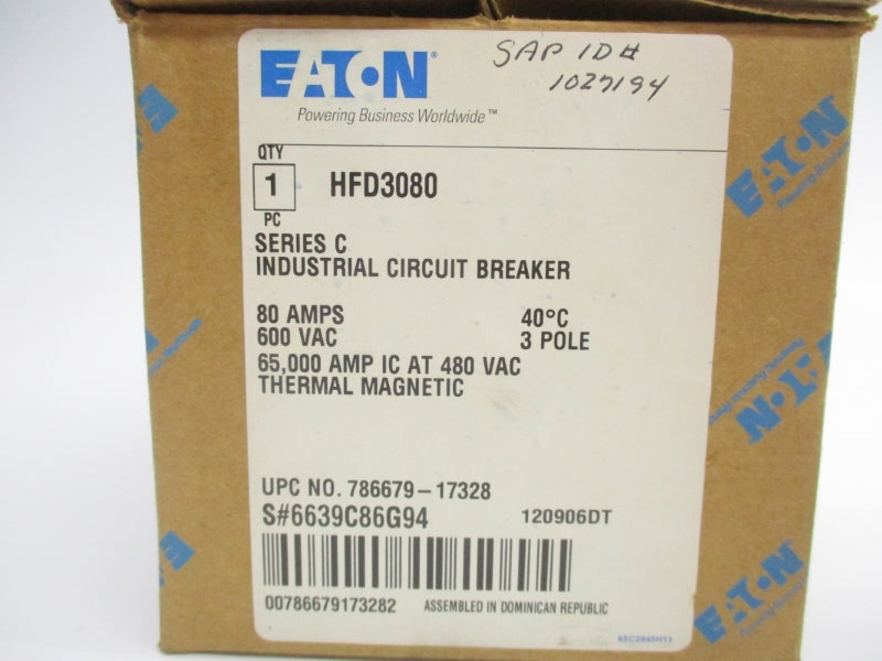 EATON HFD3080 SER. C 600VAC 80A NSMP