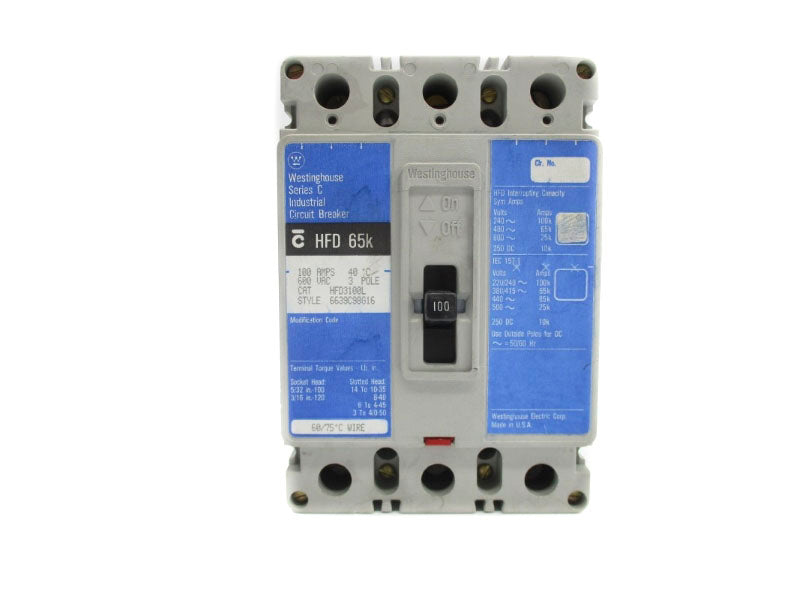 WESTINGHOUSE HFD3100L SER. C 600VAC 100A UNMP
