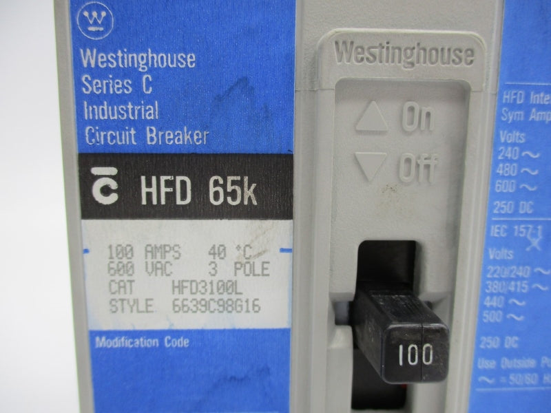 WESTINGHOUSE HFD3100L SER. C 600VAC 100A UNMP