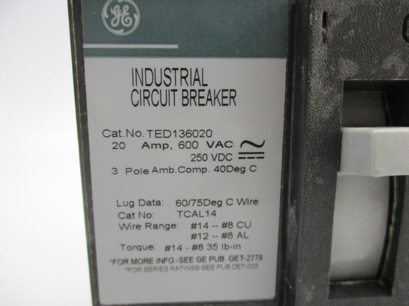 GENERAL ELECTRIC TED136020 600VAC 20A (GREEN) UNMP