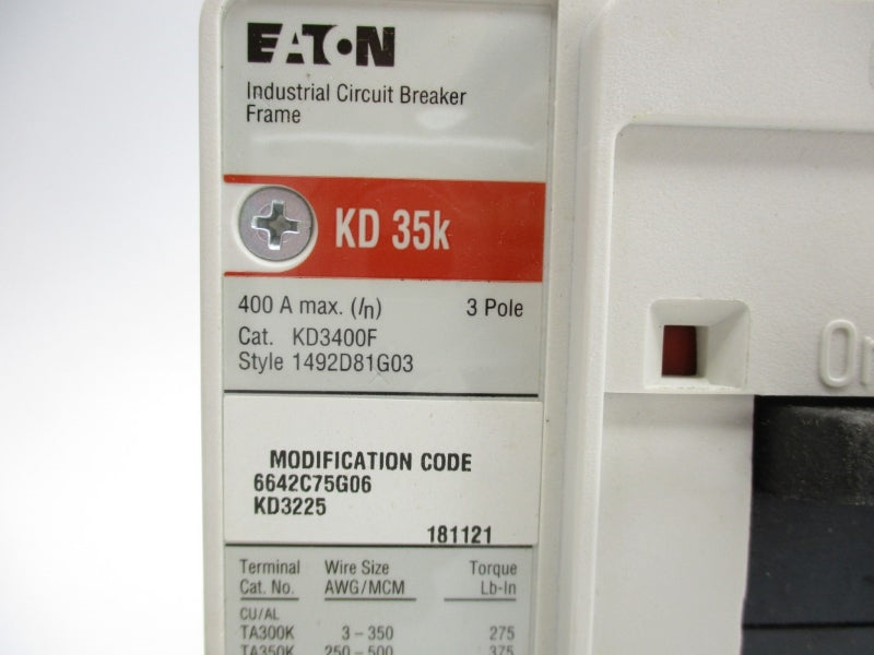 EATON KD3225 SER. C 600VAC 225A NSMP