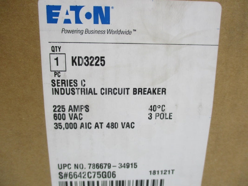 EATON KD3225 SER. C 600VAC 225A NSMP