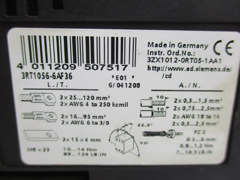 SIEMENS 3RT1056-6AF36 110-127V (AS PICTURED) UNMP