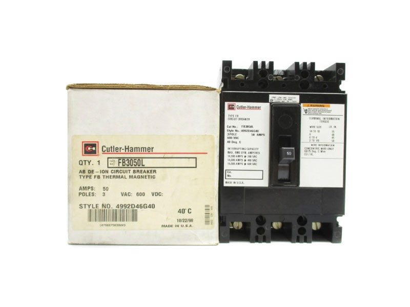 CUTLER HAMMER FB3050L 600VAC 50A NSMP