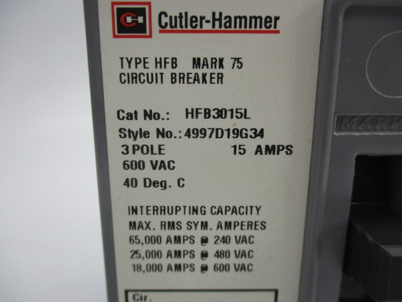 CUTLER HAMMER HFB3015L 600VAC 15A NSMP