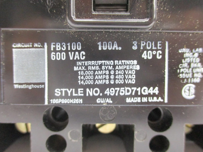 CUTLER HAMMER FB3100 600VAC 100A NSMP