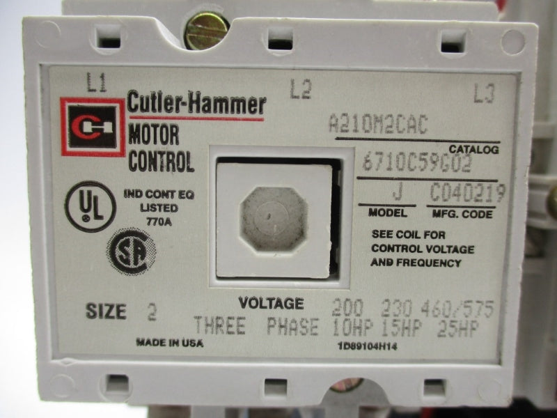 CUTLER HAMMER A210M2CAC 110/120V NSMP