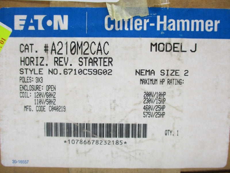 CUTLER HAMMER A210M2CAC 110/120V NSMP