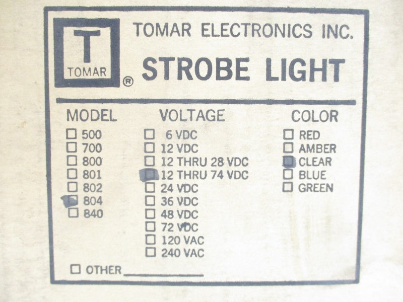 TOMAR 804-1274 12-74VDC (CLEAR) NSMP