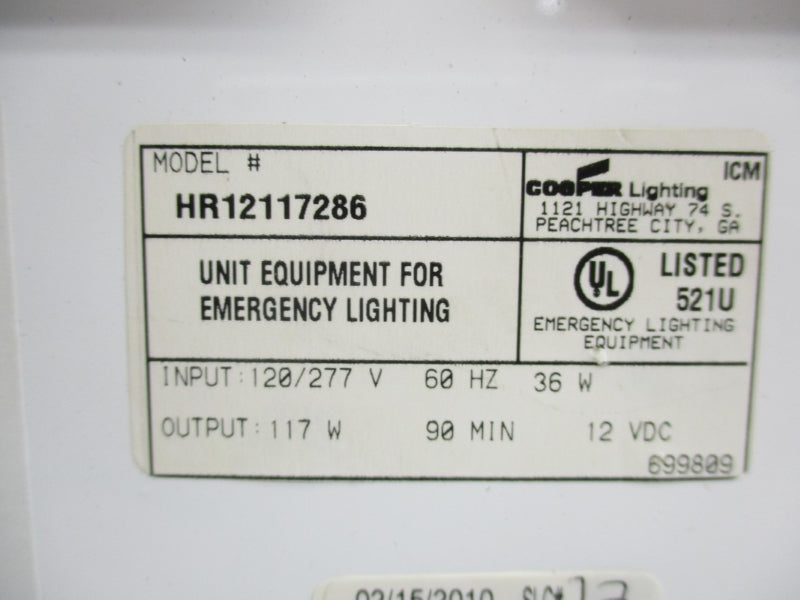 COOPER LIGHTING HR12117286 120/277V NSNP