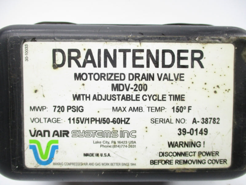 VAN AIR SYSTEMS MDV-200 115V 720PSI 150'F UNMP