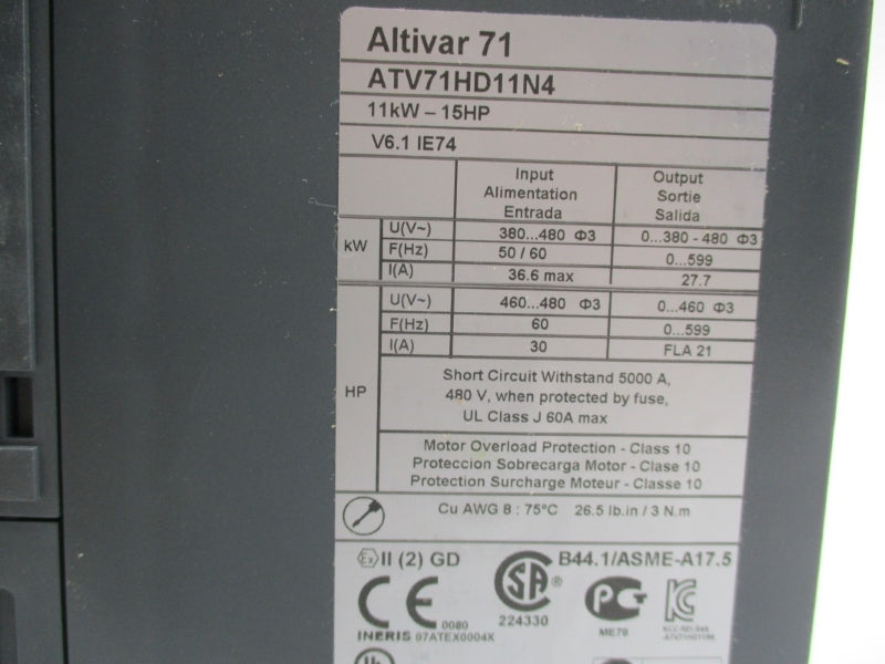 SCHNEIDER ELECTRIC ATV71HD11N4 380/480V 30A NSMP