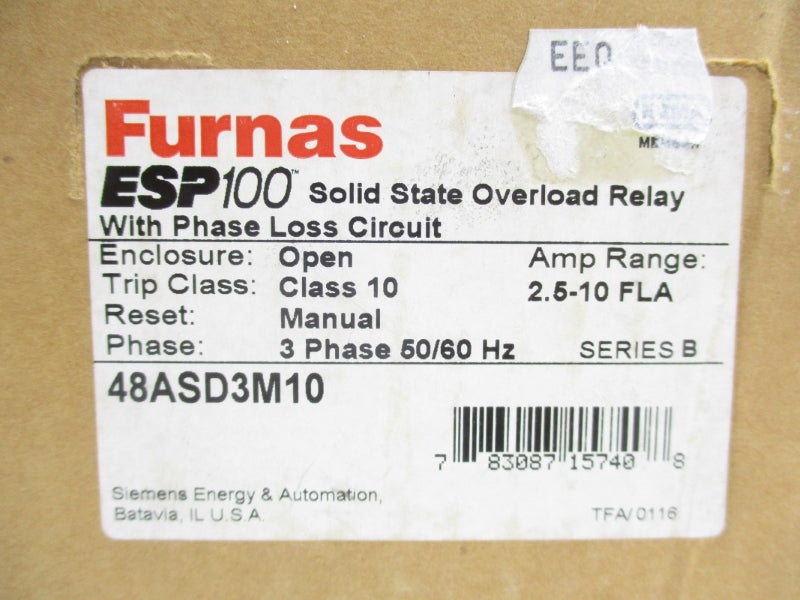 FURNAS 48ASD3M10 SER. B 600VAC 2.5-10A NSMP
