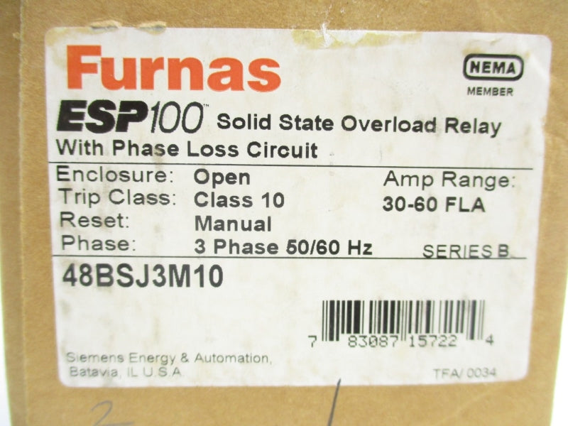 FURNAS 48BSJ3M10 SER. B 600VAC 30-60A NSMP