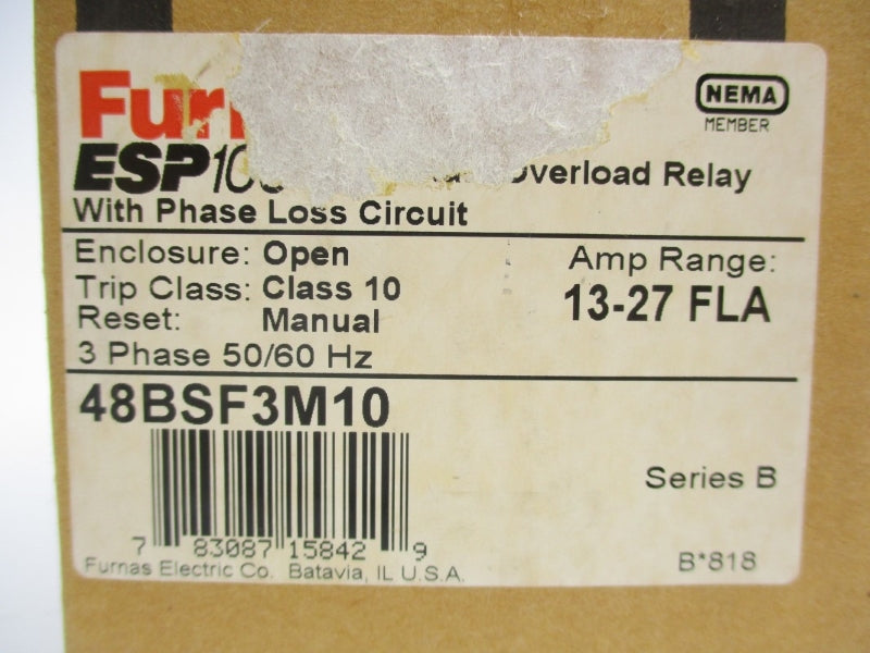 FURNAS 48BSF3M10 SER. B 600VAC 13-27A NSMP