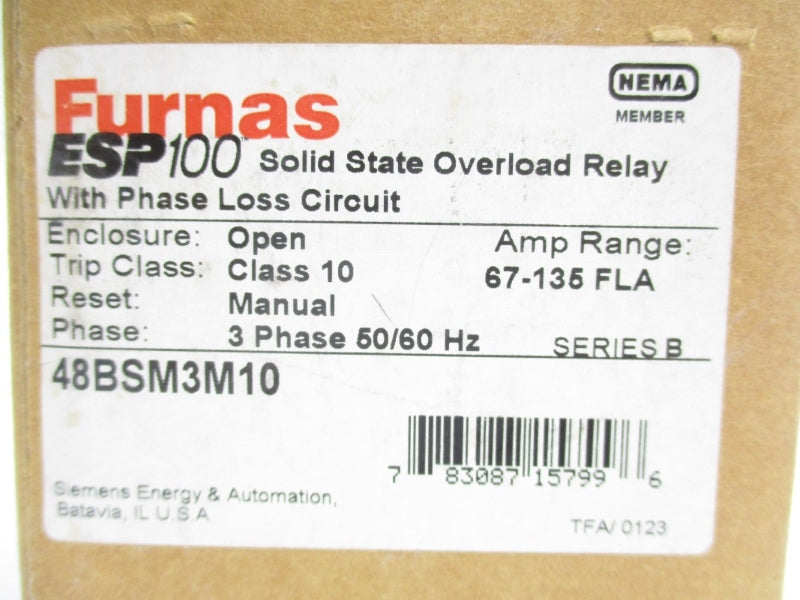 FURNAS 48BSM3M10 SER. B 600VAC 67-135A NSMP