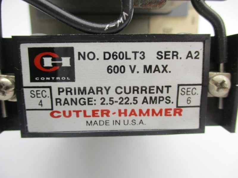 CUTLER HAMMER D60LA3 SER. A1 600V 2.5-22.5A UNMP