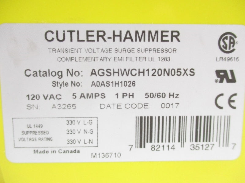 CUTLER HAMMER AGSHWCH120N05XS 120VAC 5A NSMP