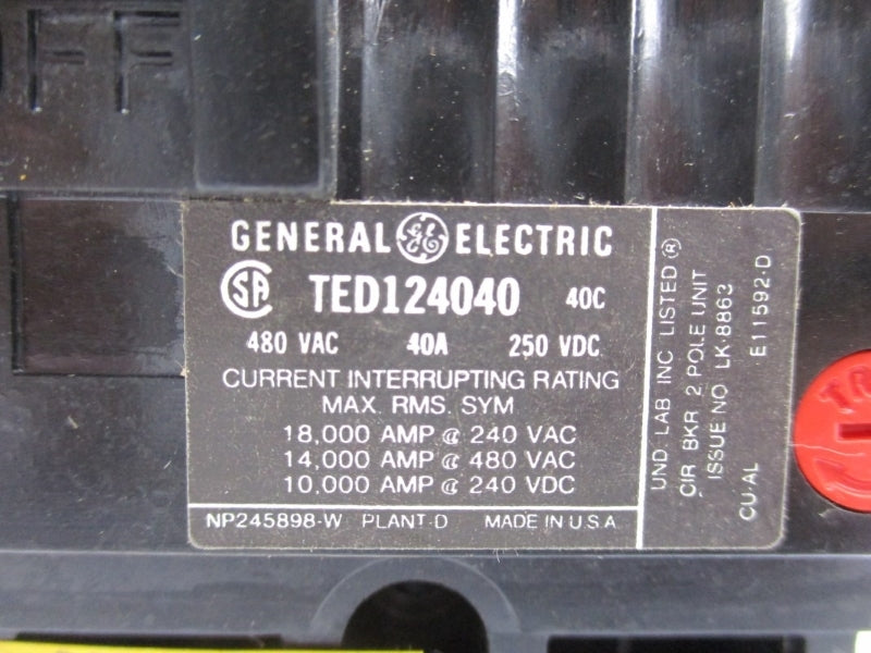GENERAL ELECTRIC TED124040WL 480VAC 40A NSMP