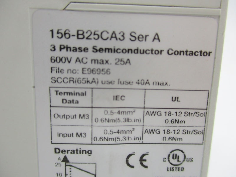 ALLEN BRADLEY 156-B25CA3 SER. A 600VAC 25A (WH) NSMP