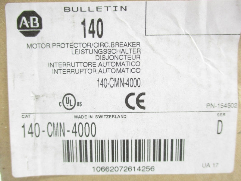 ALLEN BRADLEY 140-CMN-4000 SER. D 600VAC 25-40A (BR/WH) NSMP