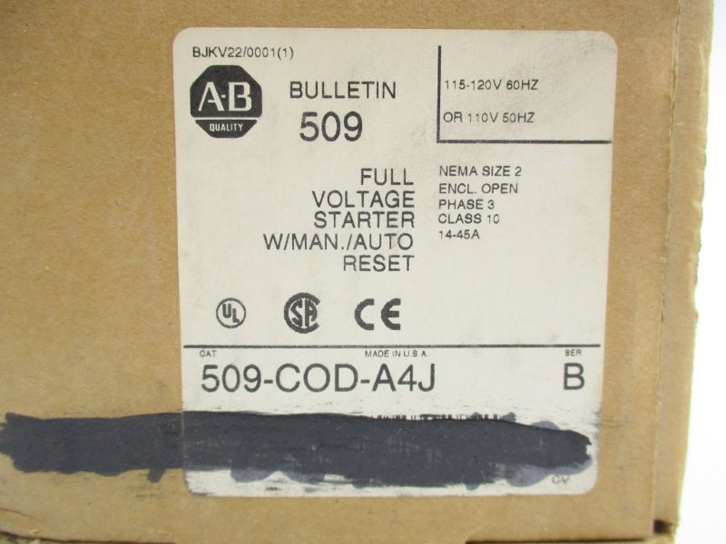 ALLEN BRADLEY 509-COD-A4J SER. B 120V 45A (BR/WH) NSMP