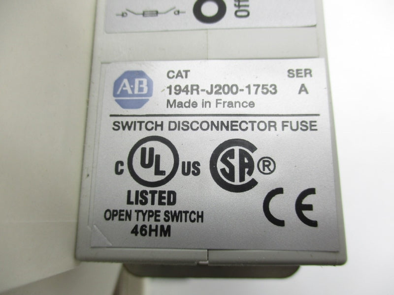ALLEN BRADLEY 194R-J200-1753 SER. A (BR/WH) NSMP