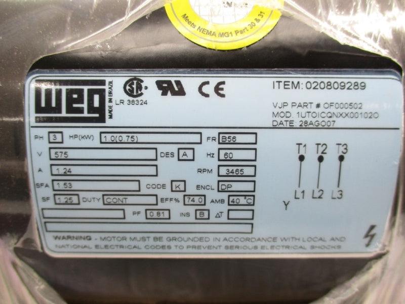WEG OF000502 575V 1.24A NSMP