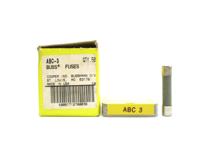 BUSSMANN ABC-3 250V 3A (PKG OF 50) NSMP