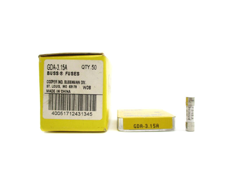 BUSSMANN GDA-3.15A 250V 3.15A (PKG OF 50) NSMP