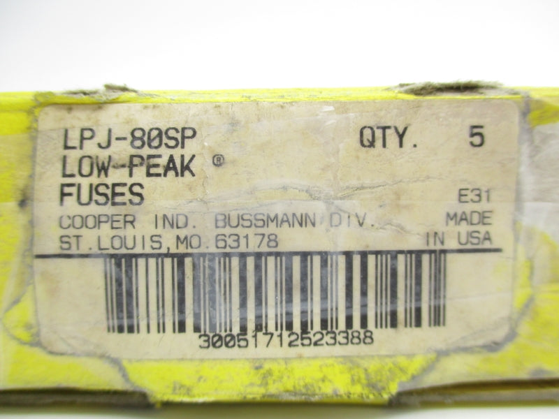 BUSSMANN LPJ-80SP 600VAC 80A (PKG OF 5) NSMP