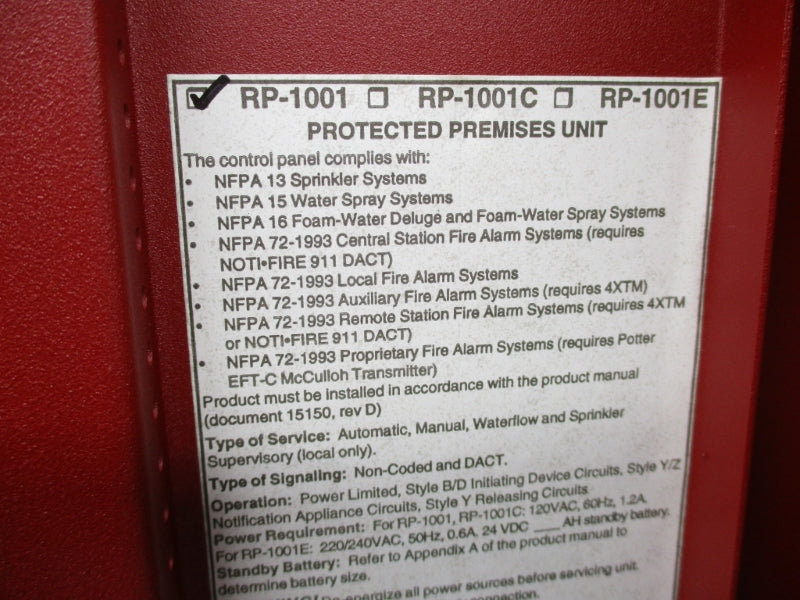 NOTIFIER RP-1001 NSNP